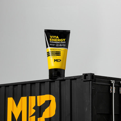 MIP Minam Cream Tone-up Whitening + Vita Energy Foam CLeansing on black container for Korean men skincare by Gentleman Korea
