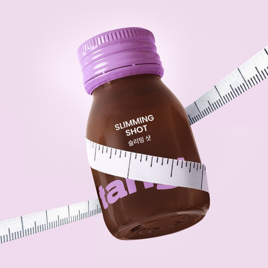 NOTHING BETTER Tangly Slimming Shot 7 Bottles with measuring tape showcasing its focus on weight management.