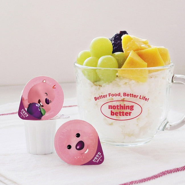 NOTHING BETTER Zanmang Loopy Cup Purun & Lactobacillus 14p with a fruit dessert in a glass cup, featuring colorful fruits.