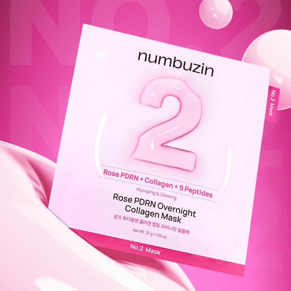 Numbuzin No. 2 Rose Pdrn Collagen Wrapping Overnight Film Pack (4 Sheets)