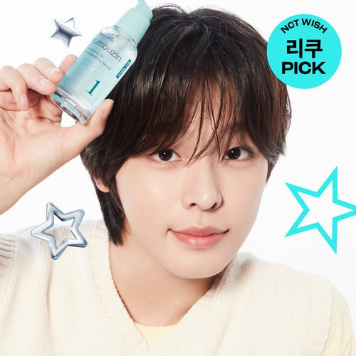 Person holding NUMBUZIN No.1 Pantothenic Acid Active Up Soothing Serum 50ml with star graphics and a pick sticker.