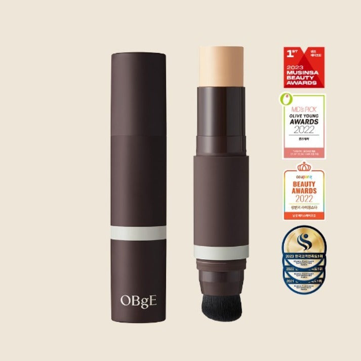 OBGE Natural Cover Foundation stick with built-in brush for men by Gentleman Korea, Korean skincare for a natural coverage