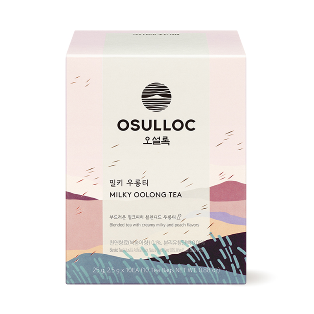 Box of OSULLOC Milky Oolong Tea 10 p showcasing packaging design