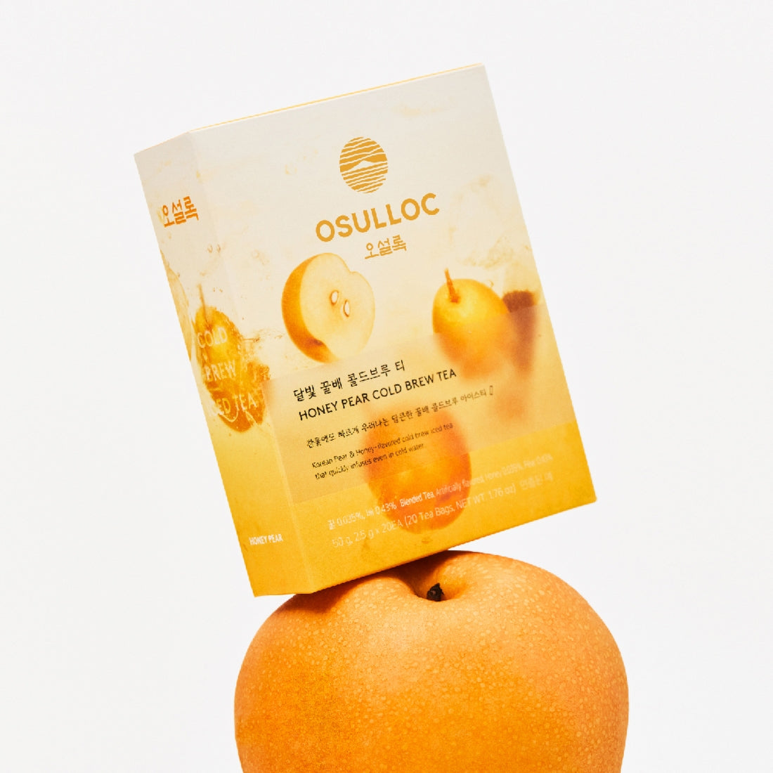 OSULLOC Moonlight Honey Pear Cold Brew Tea 20 P box with fresh pear