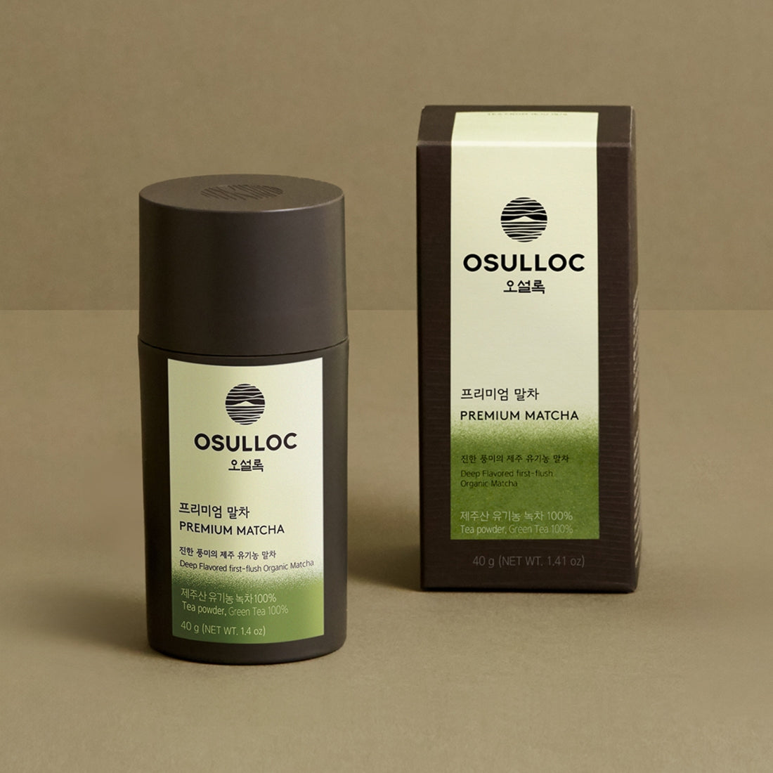 OSULLOC Premium Matcha 40g container and box packaging.