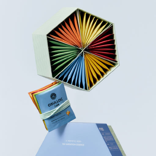 OSULLOC Tea Variation Essence 42p Set in colorful hexagonal box display