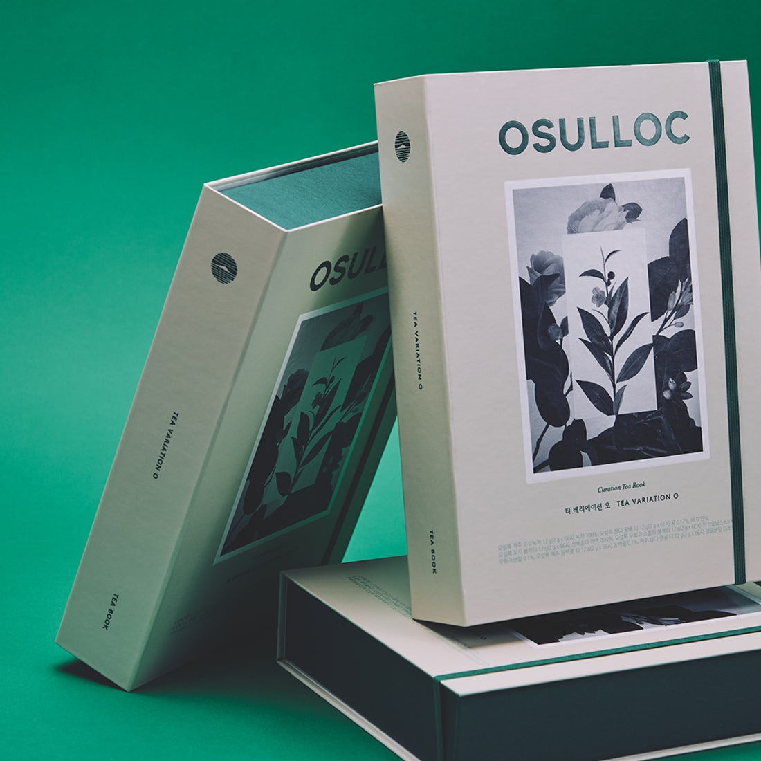 OSULLOC Tea Variation O 6 types packaging with elegant green box, showcasing premium teas for a luxurious experience.