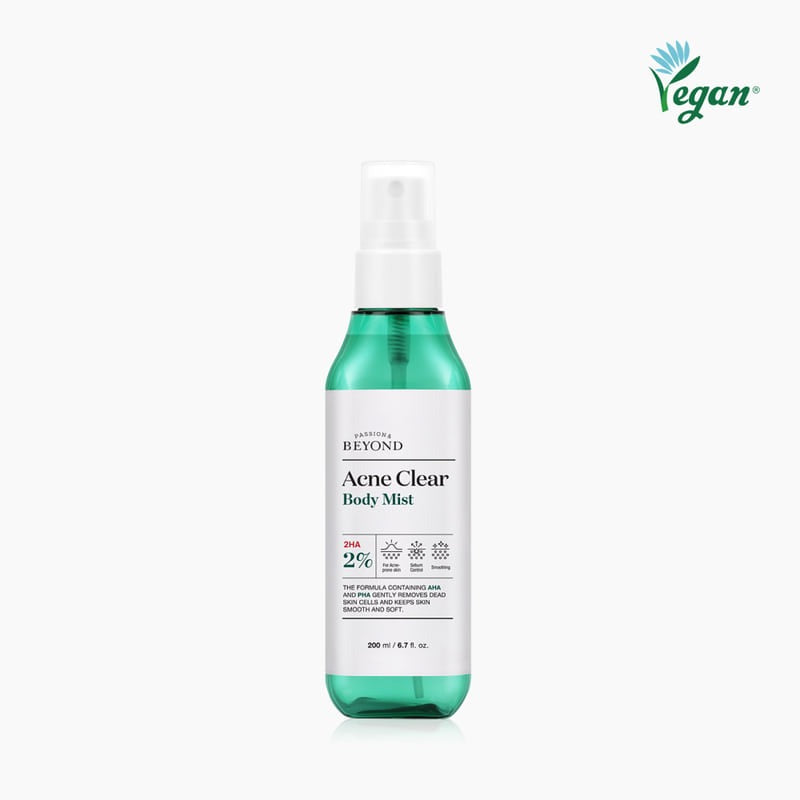 PASSON&BEYOND Acne Clear Body Mist 200ml bottle with vegan logo