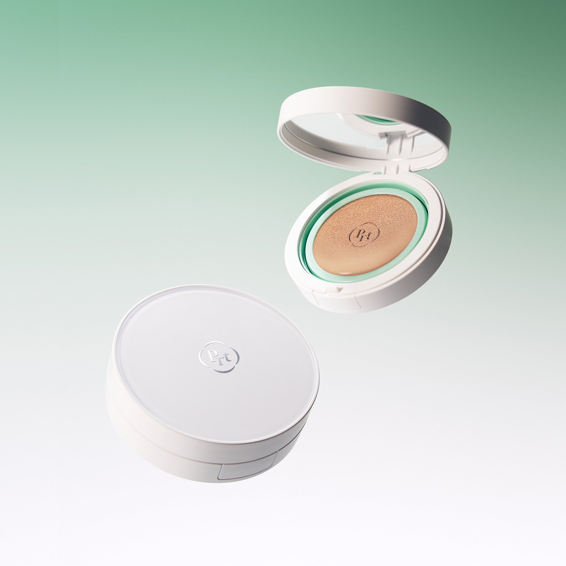 PURITO Wonder Relief Celtella BB Cushion 15g featuring sleek packaging and cushion compact open above a gradient background.