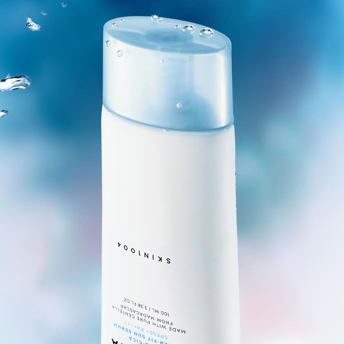 SKIN1004 Madagascar Centella Hyaluronic Acid Water-Fit Sun Serum 100ml with hydrating benefits in a sleek bottle design.