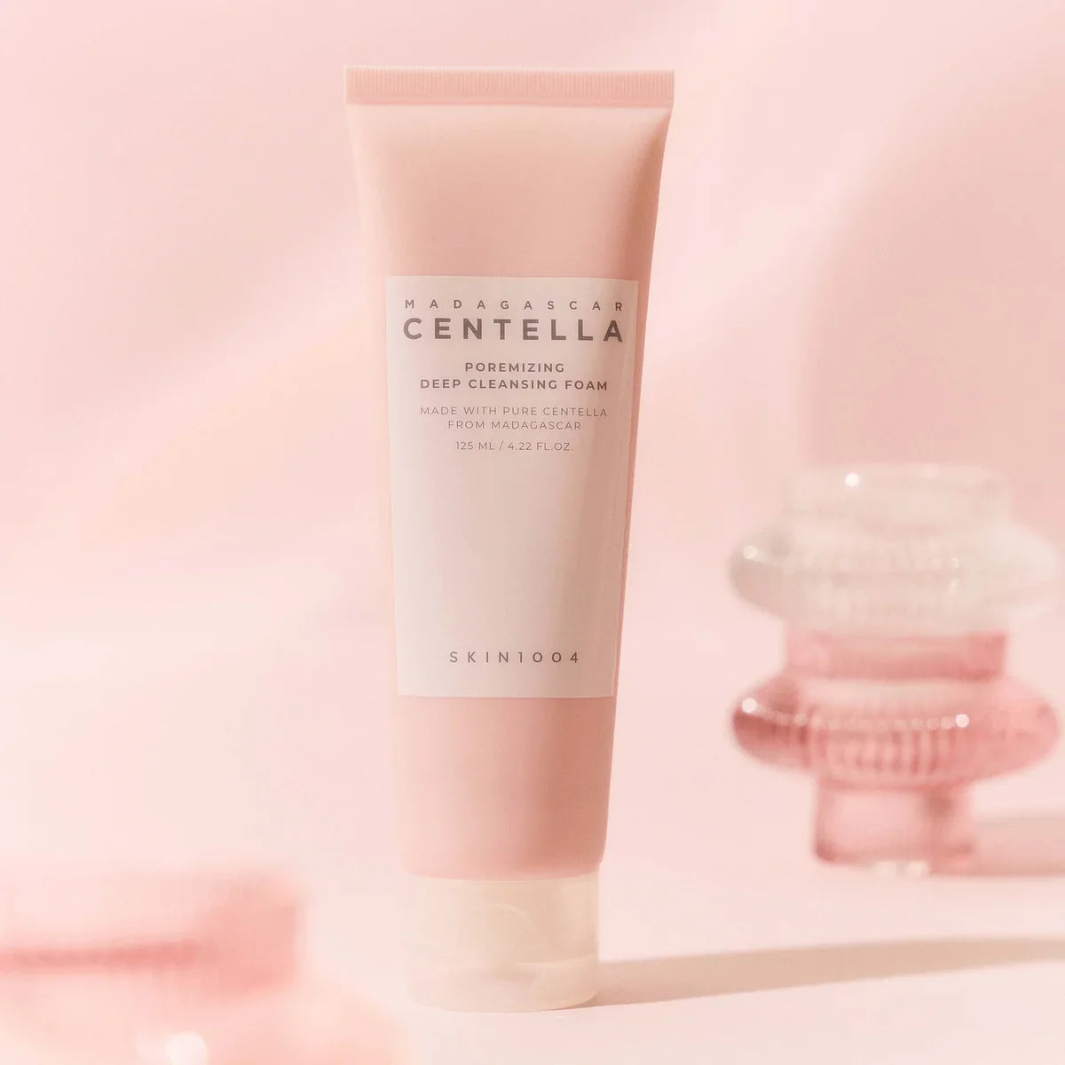 SKIN1004 Madagascar Centella Poremizing Deep Cleansing Foam 125ml on a pink background