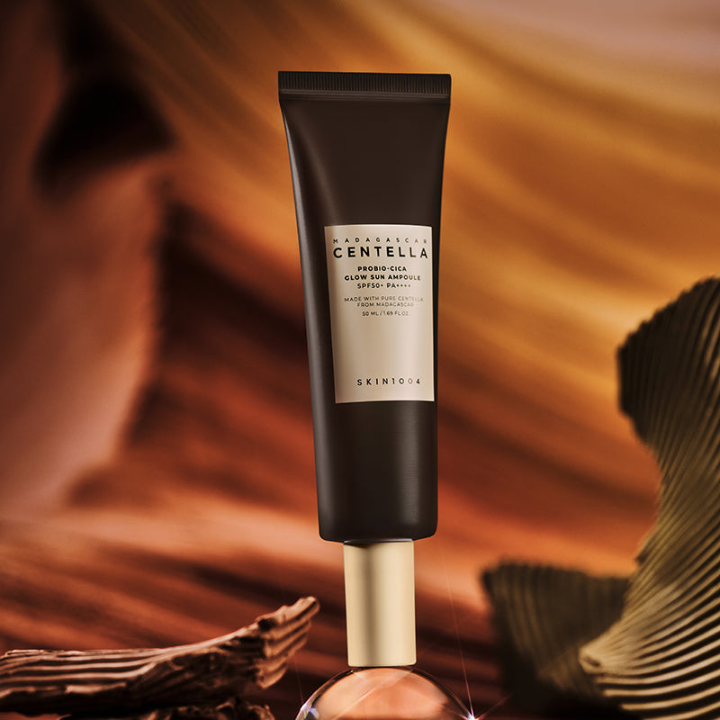 SKIN1004 Madagascar Centella Probio-cica Glow Sun Ampoule 50ml product image with elegant background