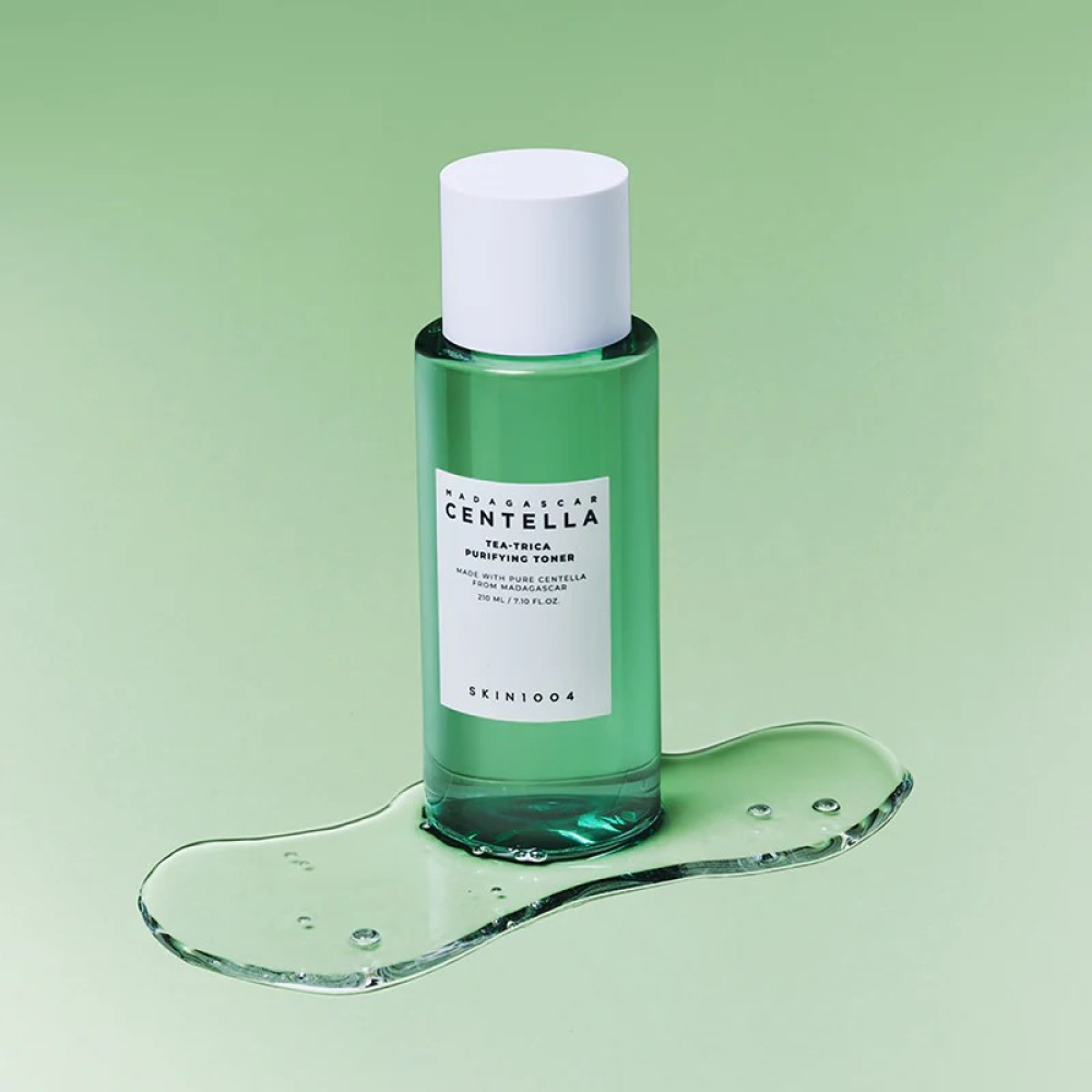 SKIN1004 Madagascar Centella Tea-trica Purifying Toner 210ml bottle on green background