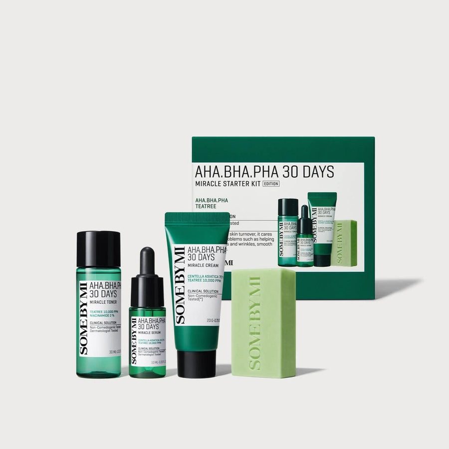 Some By Mi Aha.Bha.Pha Miracle Starter Kit (Cleansing Bar+Toner+Serum+Cream)