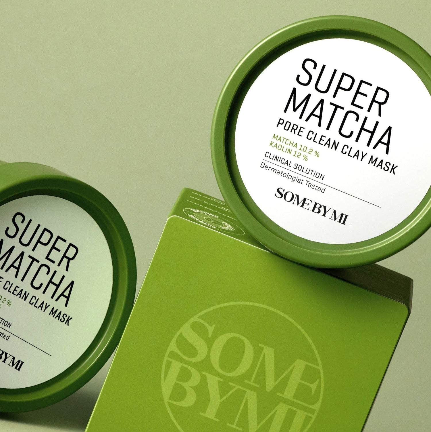 SOME BY MI Super Matcha Pore Clean Clay Mask 100g product packaging displayed.