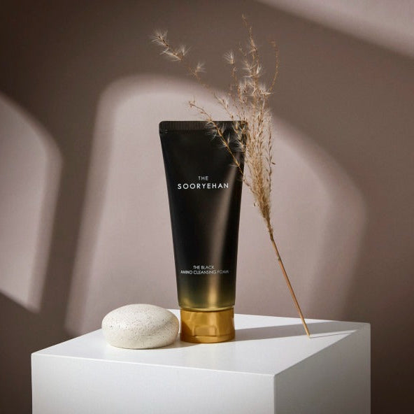SOORYEHAN The Black Amino Cleansing Foam 150ml on display with natural decor