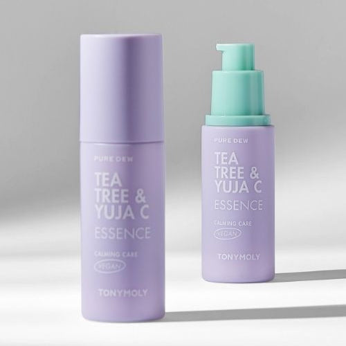 TONYMOLY Pure Tea Tree & Yuzu Seed Vitality Essence 50ml bottles displayed against a neutral background