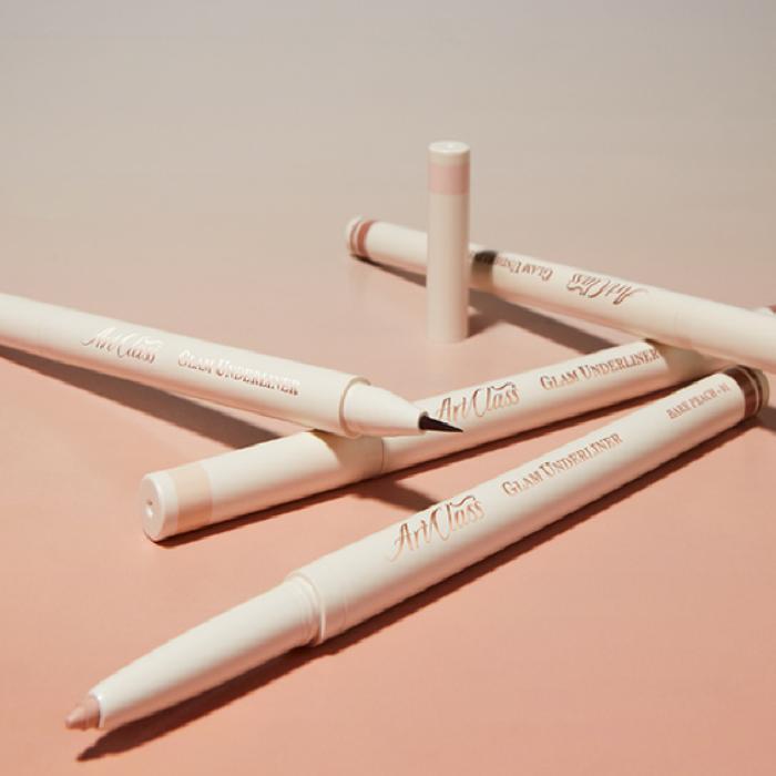 TOO COOL FOR SCHOOL Glam Under Liner on a pastel background showcasing beauty eyeliner pens.