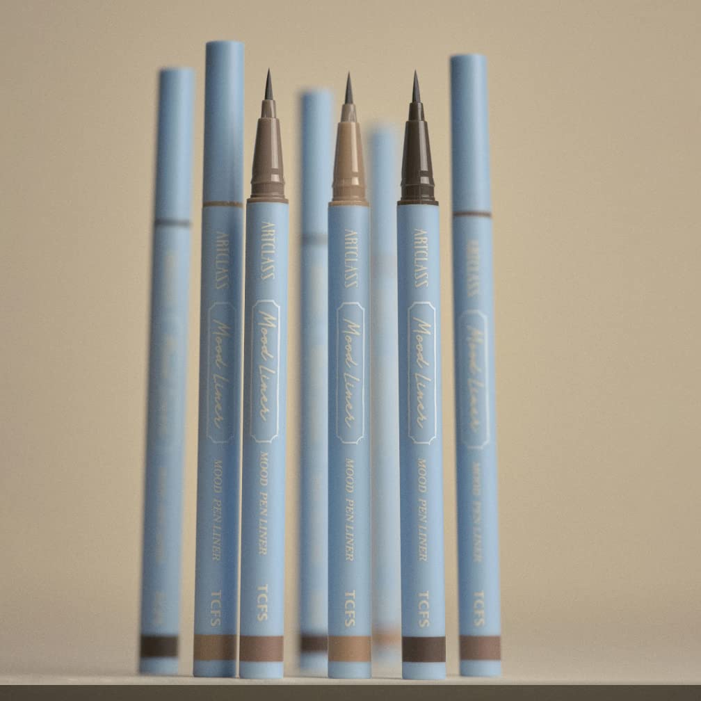 TOO COOL FOR SCHOOL mood pen liner in various shades, displayed vertically on a shelf.