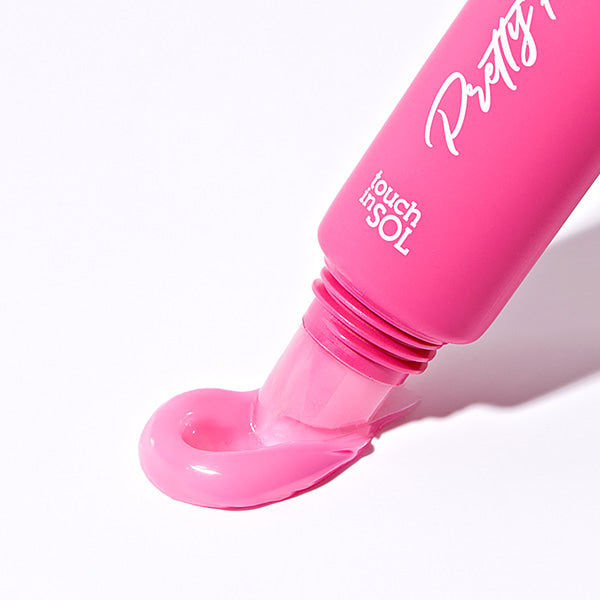 TOUCH IN SOL Pretty FIlter Lip Plumping Mask in pink tube squeezing out product