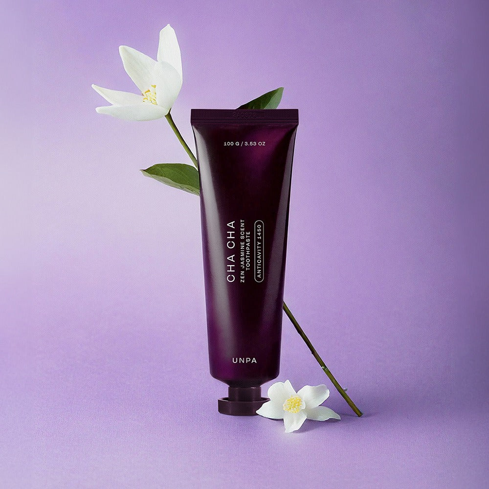 UNPA Cha CHa Zen Jasmine Scent 1450 High Fluoride Toothpaste 100g with floral design