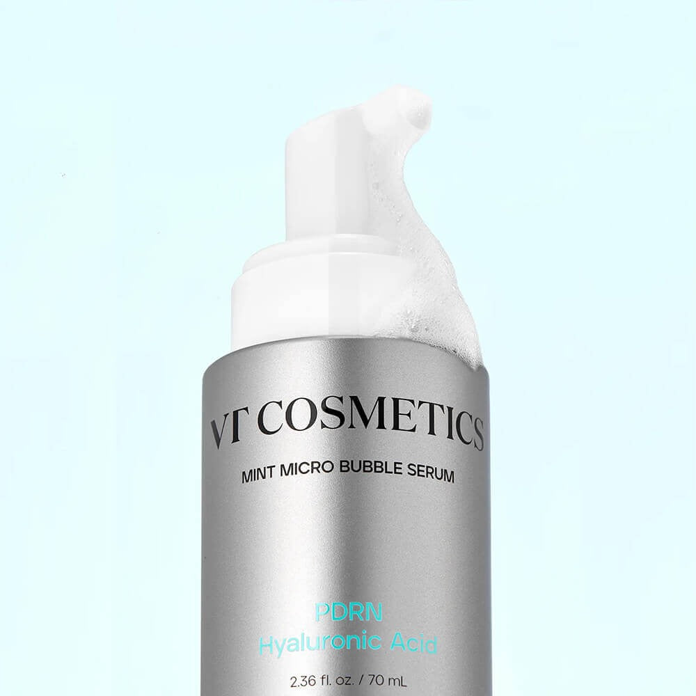 VT COSMETIC PDRN Hyaluronic Acid Mint Micro Bubble Serum 70ml bottle with foam pump