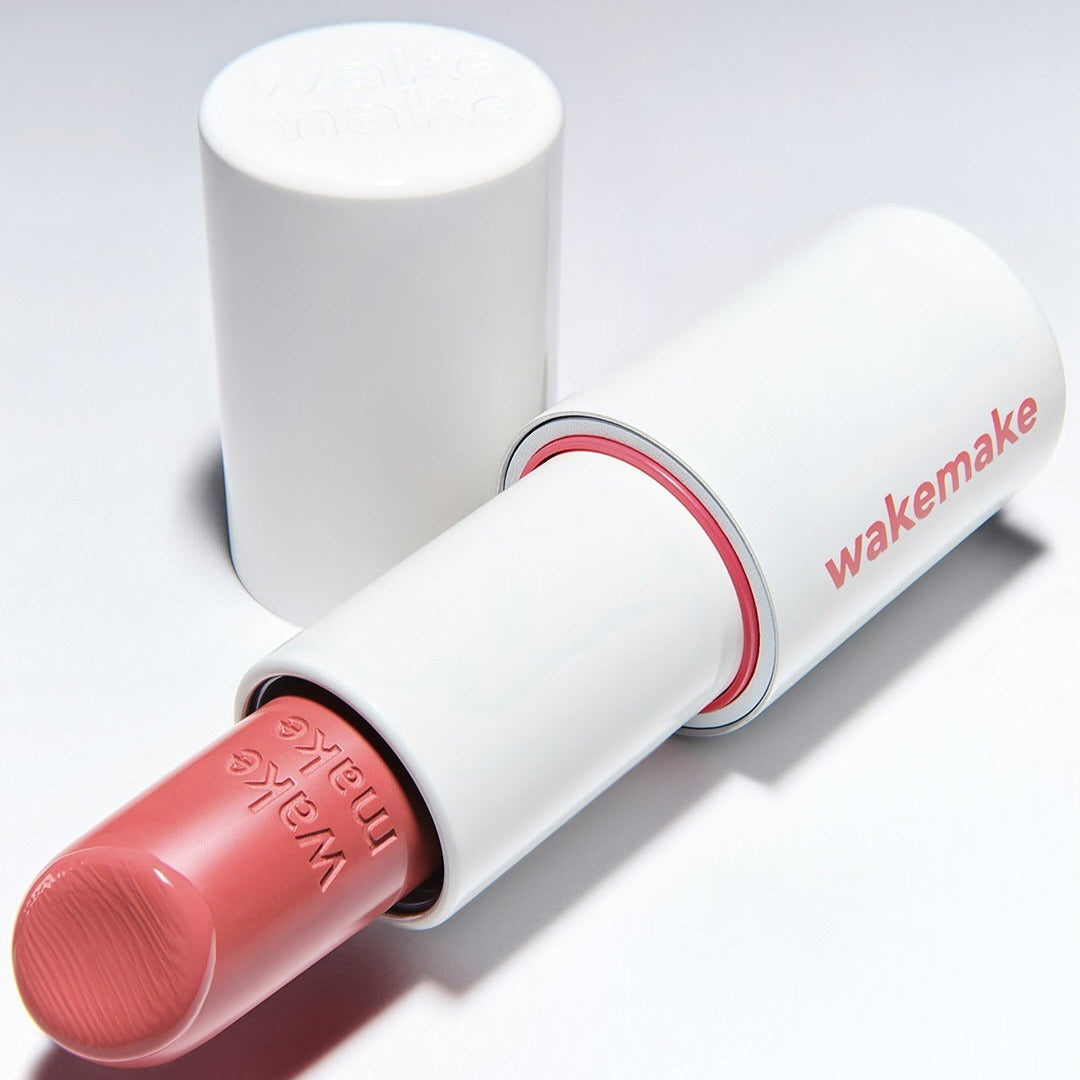 WAKEMAKE Healthy Glow Balm Sticks in pink shade with open cap showcasing the creamy texture.