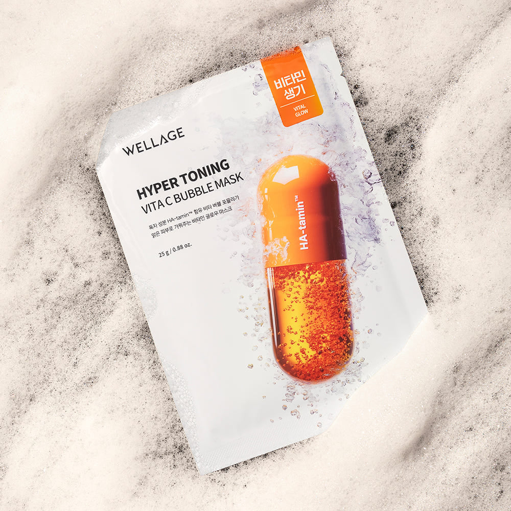 Wellage Hyper Toning Vita C Bubble Mask 25gx5 Sheets
