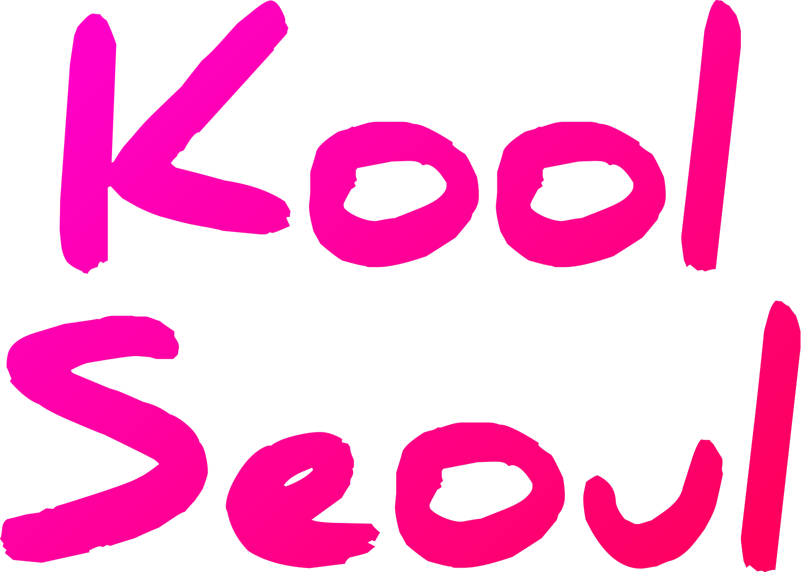 Bright pink graffiti-style text reading 'Kool Seoul' on a transparent background.