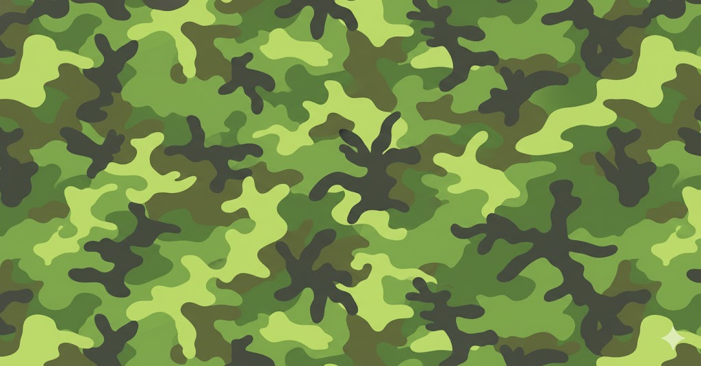 Green and brown camouflage pattern for military and outdoor use, featuring irregular shapes and natural tones