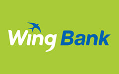 Logo of Wing Bank with green background and blue and white text.