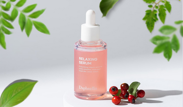 Introducing DAPHNELLIA: The Korean Skincare Brand Revolutionizing Beauty with Nature and Science - Relaxing Serum bottle with berries and leaves.