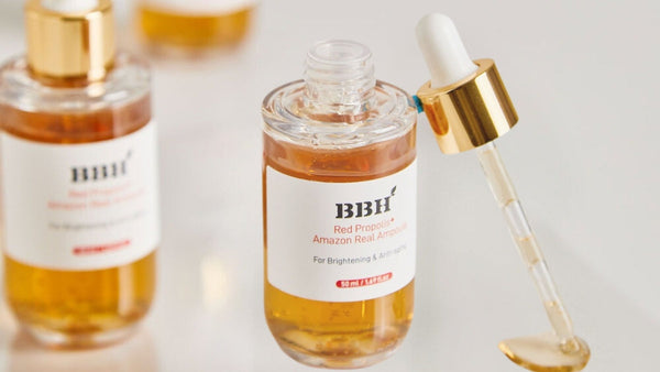 Innovative Formulations, Timeless Results Introducing BBH Korean Skincare product bottle with dropper.