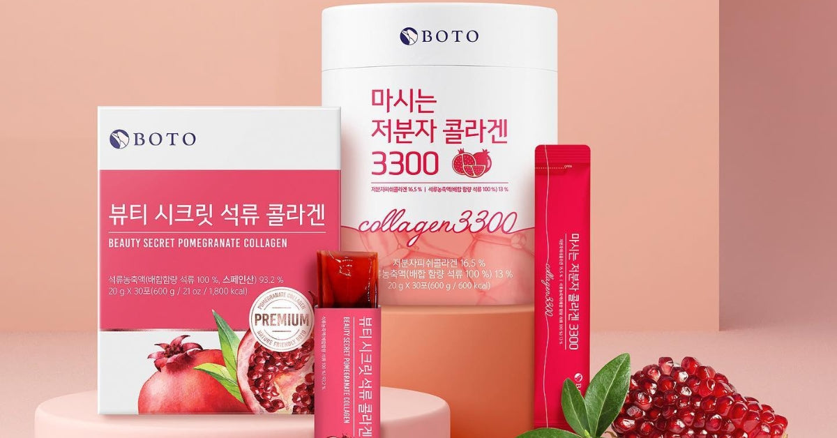 Upgrade Your Health Routine: Explore Boto Korea’s Wellness Essentials! Collagen supplements with pomegranate.