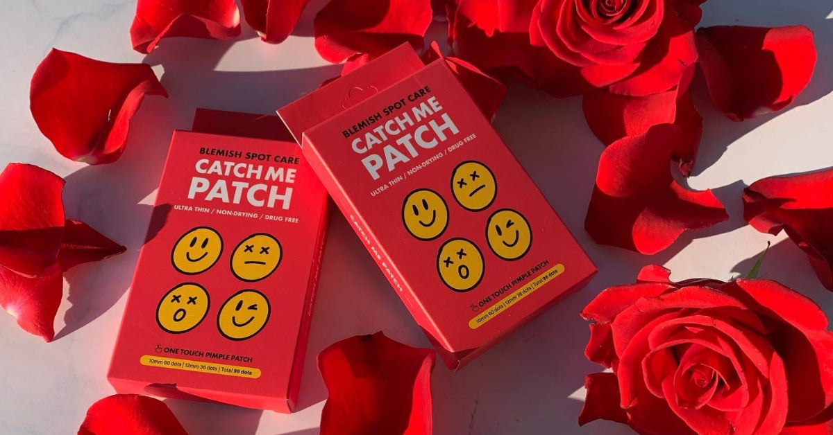 Catch Me Patch: Dive into Korea’s Next Big Skincare Trend! boxes surrounded by red roses.
