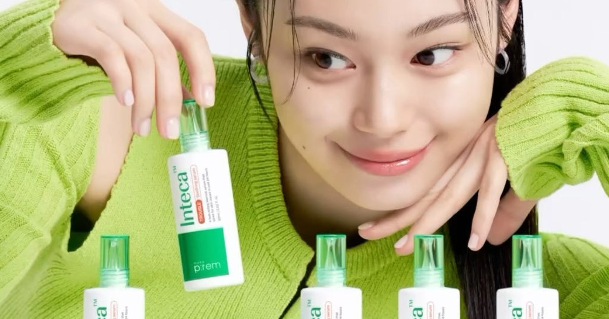 Glow Up with MAKE P:REM: Your Skin's New Best Friend!, featuring skincare products from the Intecca line displayed creatively.
