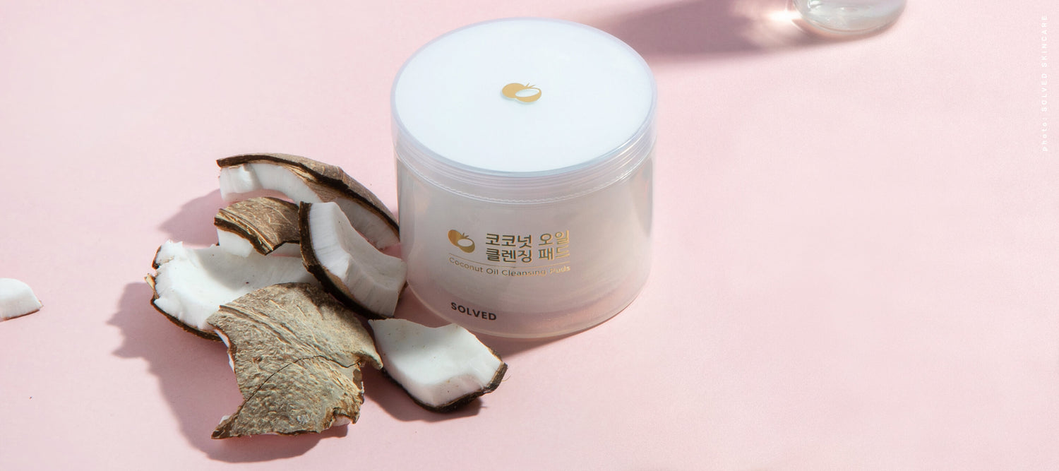 SOLVED SKINCARE container with coconut, showcasing Solving Your Skincare Woes with SOLVED SKINCARE: The Korean Beauty Secret to Radiant Complexions