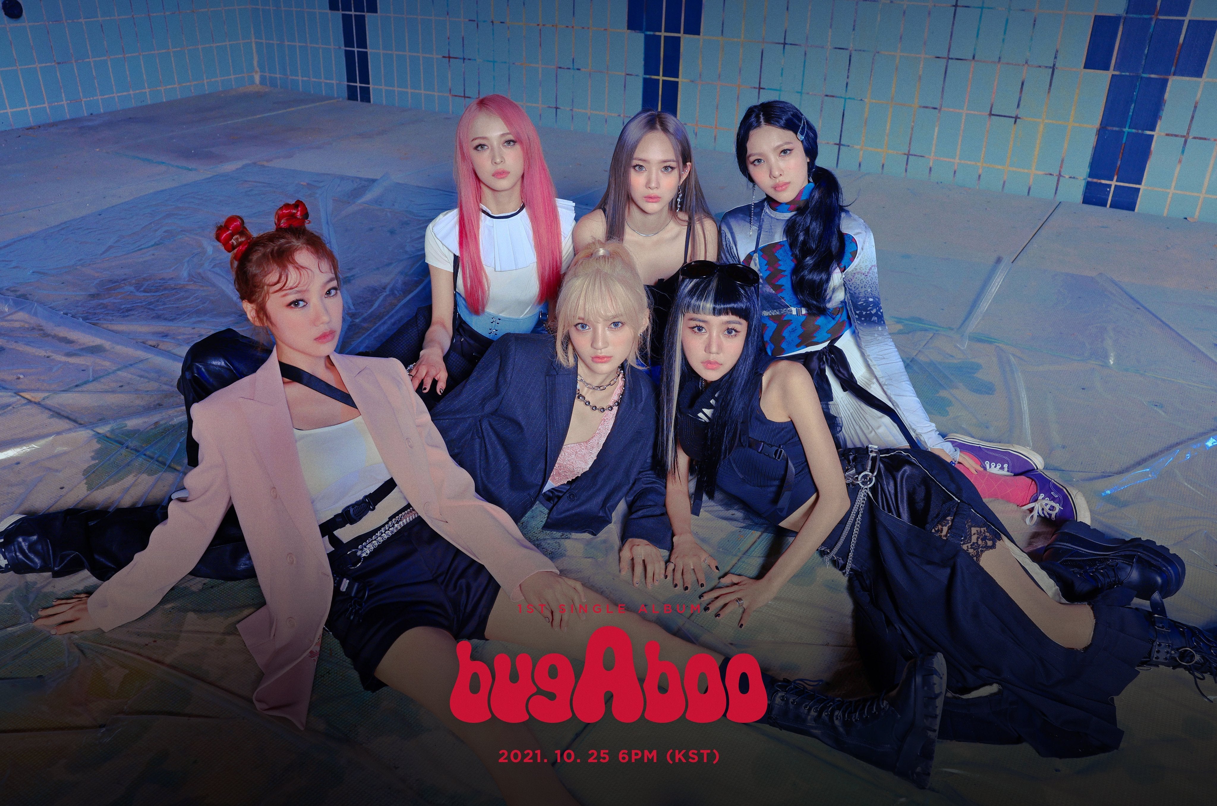Bugaboo Bugaboo: Catch the K-Pop Wave of Fun! group photo in vibrant outfits, debuting with style and energy.