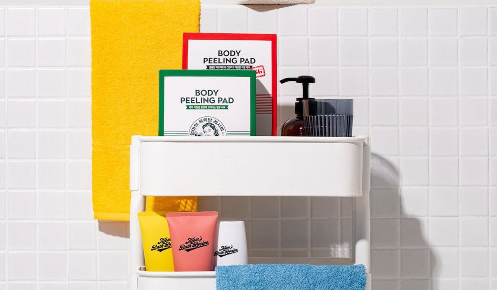 Indulge in Radiant Skin with MOM'S BATH RECIPE: The Korean Skincare Brand That Feels Like a Spa Day - products on a bathroom shelf