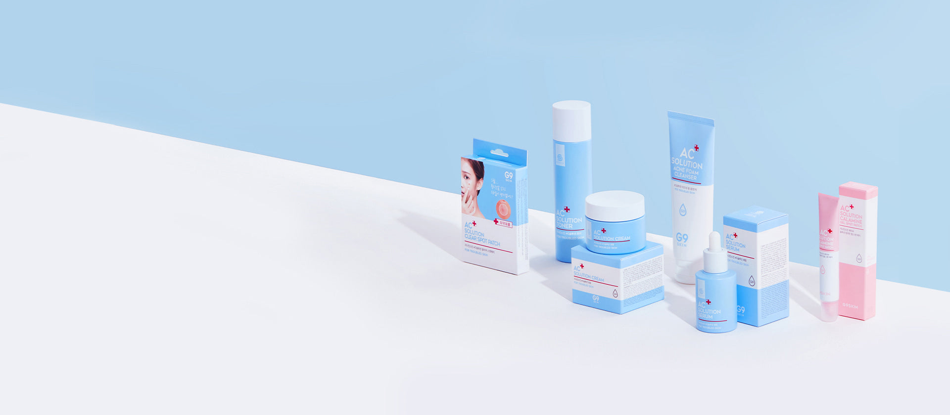 Unveiling the Secret to Flawless Korean-Inspired Beauty: G9SKIN, Your Pathway to Radiant Complexion Perfection with skincare products display