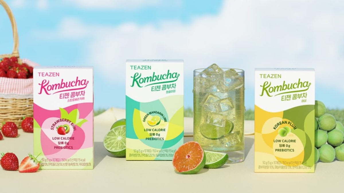 Teazen is a prominent Korean brand known for its diverse range of high-quality teas and wellness products, featuring Kombucha flavors.