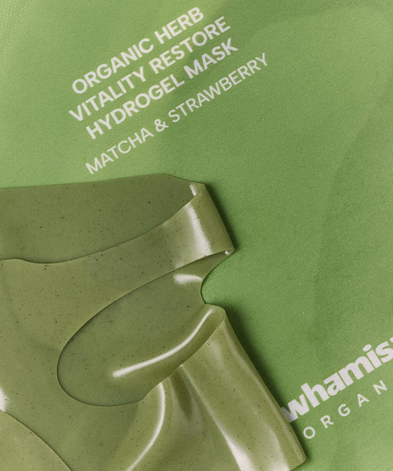 WHAMISA Organic Herb Vitality Restore Hydrogel Mask Matcha & Strawberry