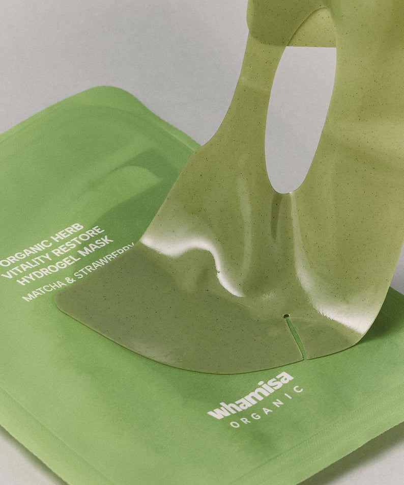 WHAMISA Organic Herb Vitality Restore Hydrogel Mask Matcha & Strawberry