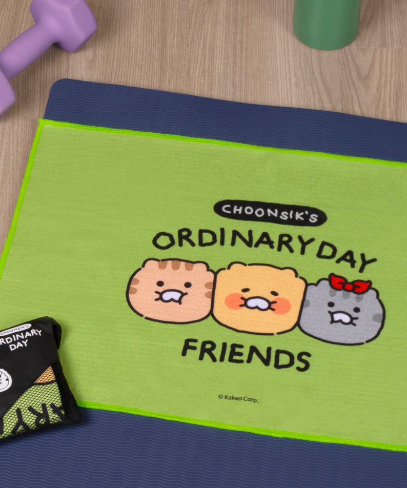 Chunsik Yoga Towel Green Serviette - Official Kakao Friends merchandise | Koolseoul
