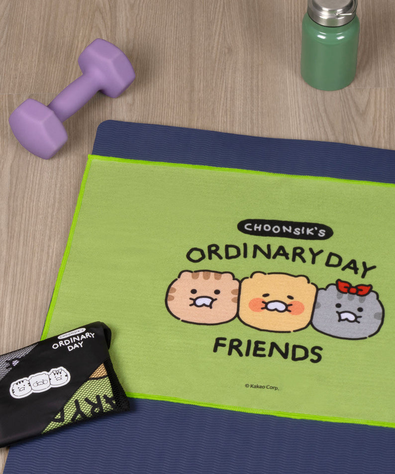 Chunsik Yoga Towel Green Serviette - Korean kawaii Kakao Friends | Koolseoul