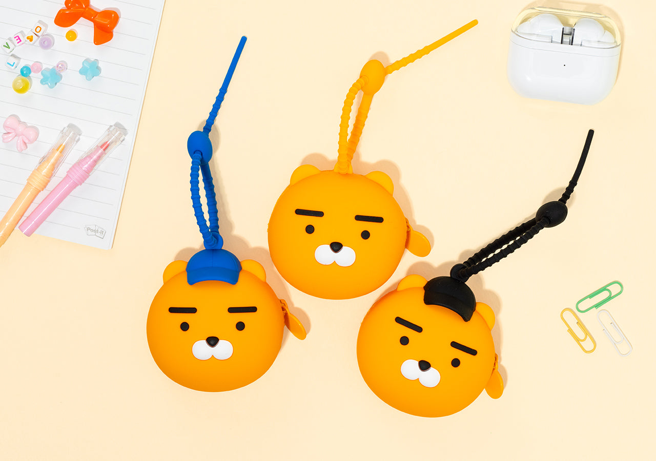 Silicone Pouch Ryan Hat(BLACK) - Authentic Kakao Friends from Korea | Koolseoul