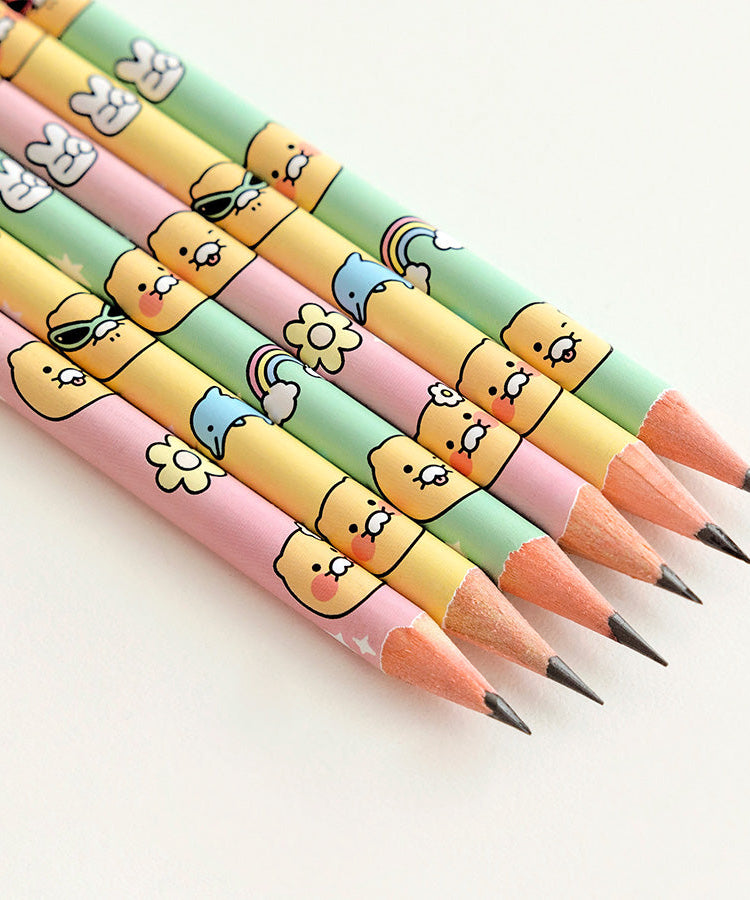 6P Pencil Set Chunsik Stationery - Authentic Kakao Friends from Korea | Koolseoul