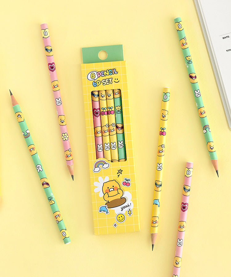 6P Pencil Set Chunsik Stationery - Korean kawaii Kakao Friends | Koolseoul