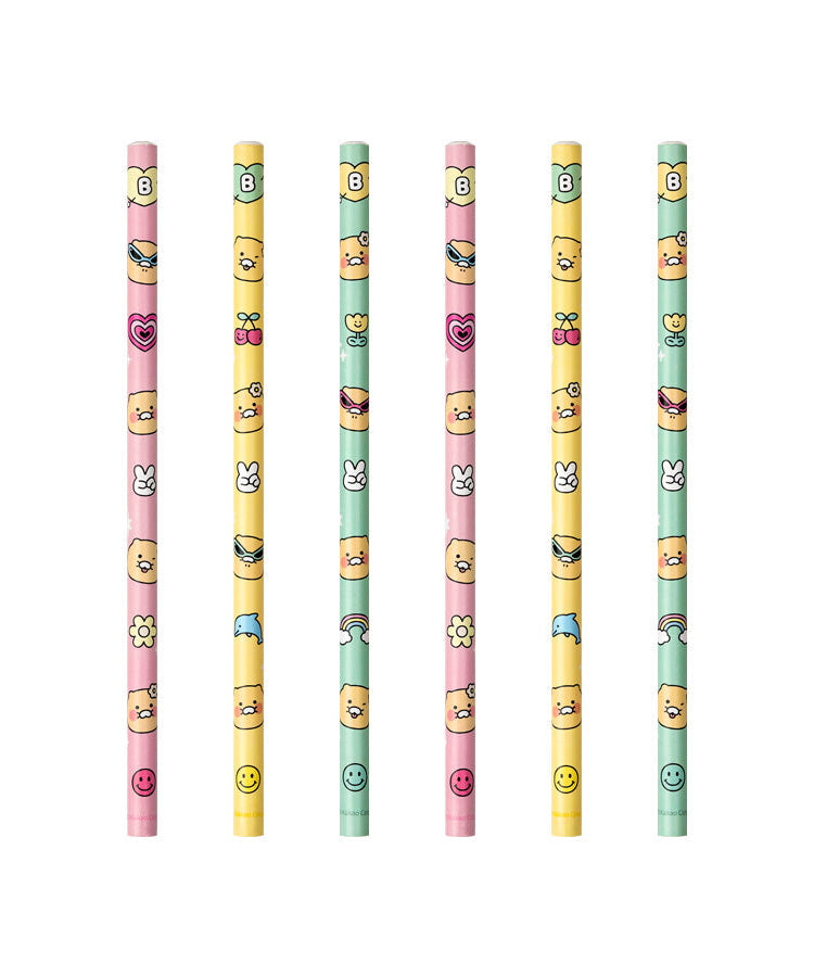6P Pencil Set Chunsik Stationery - Korean kawaii Kakao Friends | Koolseoul