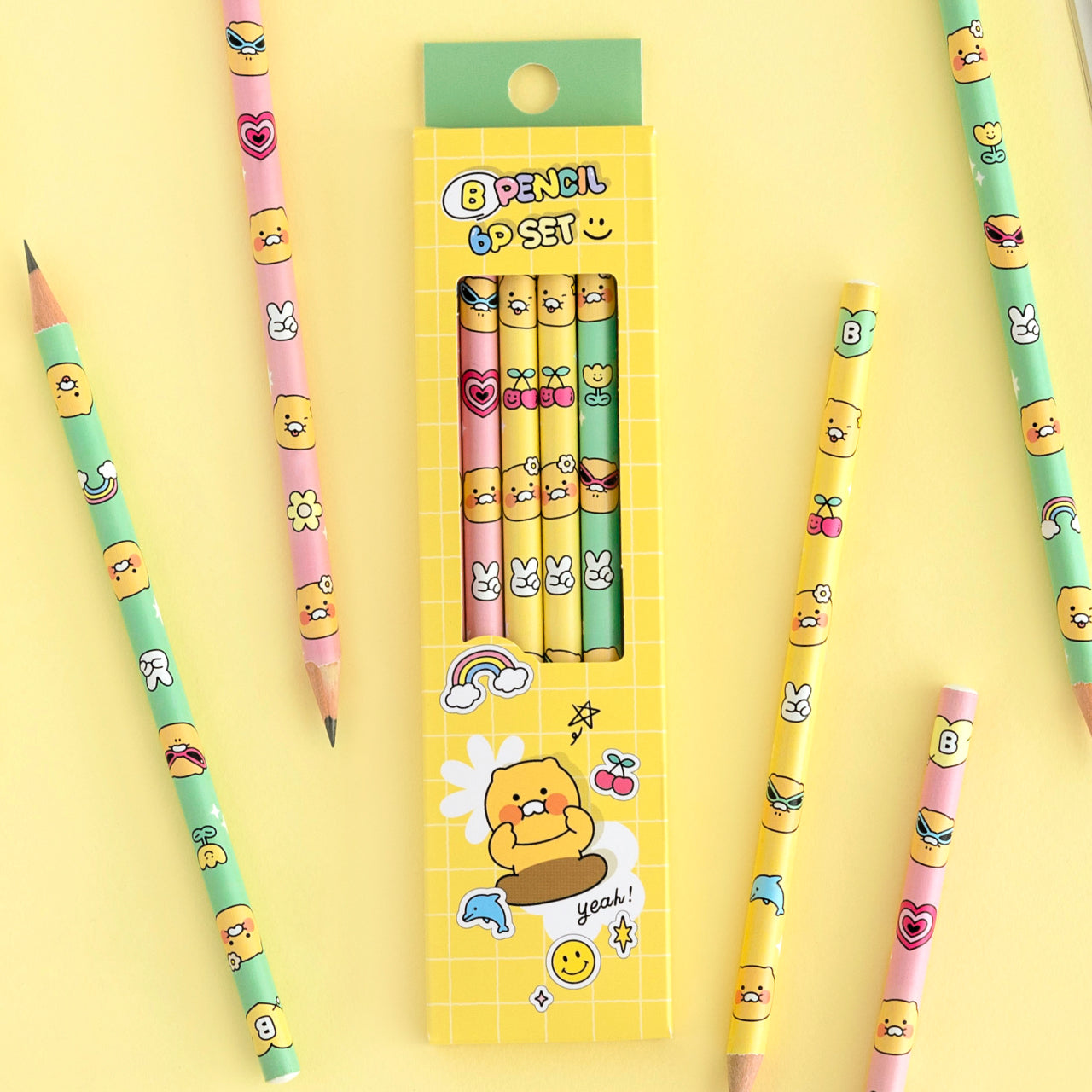 6P Pencil Set Chunsik Stationery - Korean kawaii Kakao Friends | Koolseoul